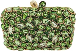 RomanticDesign Glitter Rhinestone Evening Clutch for Women Bling Glass Crystal Bridal Purse Cocktail Prom Party Handbag