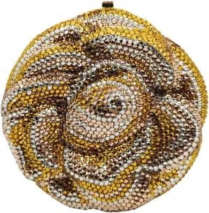 RomanticDesign Women 3D Rose Flower Crystal Evening Clutch Elegant Rhinestone Bride Purse Party Prom Wedding Handbag