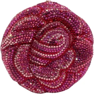 RomanticDesign Women 3D Rose Flower Crystal Evening Clutch Elegant Rhinestone Bride Purse Party Prom Wedding Handbag
