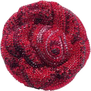 RomanticDesign Women 3D Rose Flower Crystal Evening Clutch Elegant Rhinestone Bride Purse Party Prom Wedding Handbag