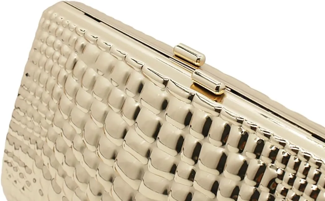 RomanticDesign Women Acrylic Box Clutch Purse Sparkly Silver Embossed Evening Handbag for Party Banquet Cocktail