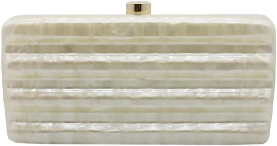 RomanticDesign Women Acrylic Evening Clutch Purse Glitter Marbling Handbag with Pearl Chain for Wedding Cocktail Party