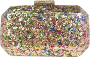 RomanticDesign Women Acrylic Evening Handbag Glitter Marble Clutch Purse Chain Crossbody Bag for Wedding Cocktail Banquet