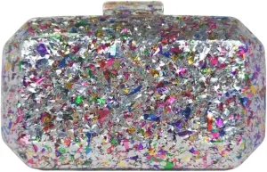 RomanticDesign Women Acrylic Evening Handbag Glitter Marble Clutch Purse Chain Crossbody Bag for Wedding Cocktail Banquet