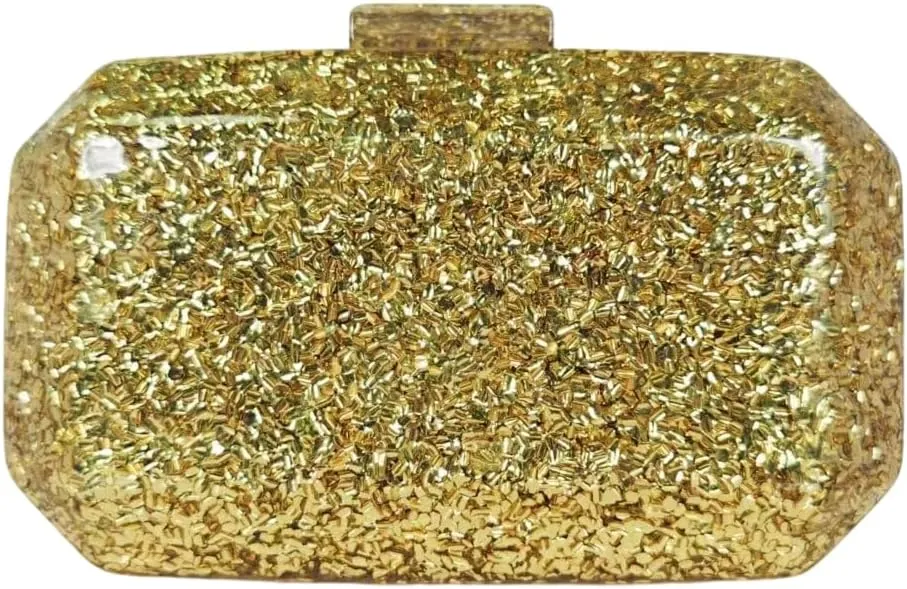 RomanticDesign Women Acrylic Evening Handbag Glitter Marble Clutch Purse Chain Crossbody Bag for Wedding Cocktail Banquet