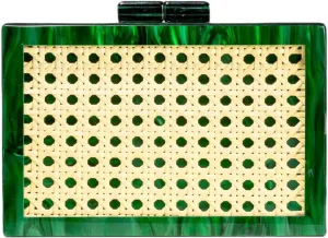 RomanticDesign Women Acrylic Handbag Rattan Woven Pattern Square Box Crossbody Handbag Shoulder Bag Chain Purse
