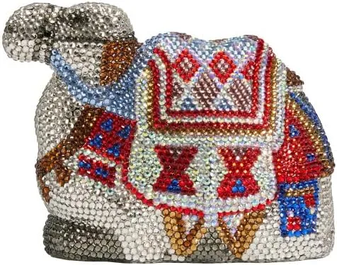 RomanticDesign Women Luxury Camel Rhinestone Evening Clutch Sparkly Crystal Purse Party Prom Banquet Handbag