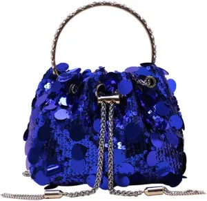 RomanticDesign Women Sparkly Sequin Clutch Purse Glitter Metal Tassel Evening Handbag Crossbody Bag for Party Prom Banquet