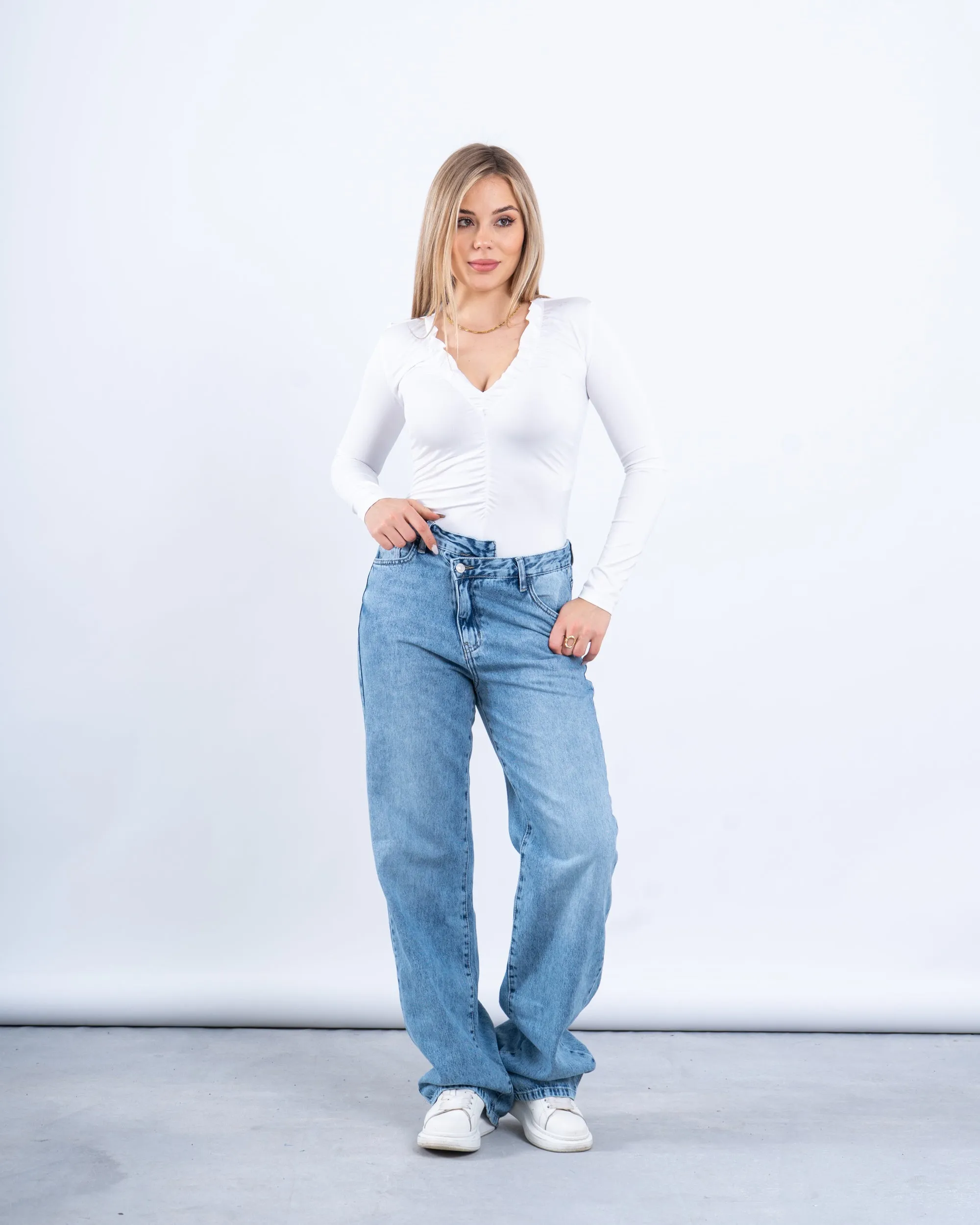Ruched Long-Sleeve Bodysuit