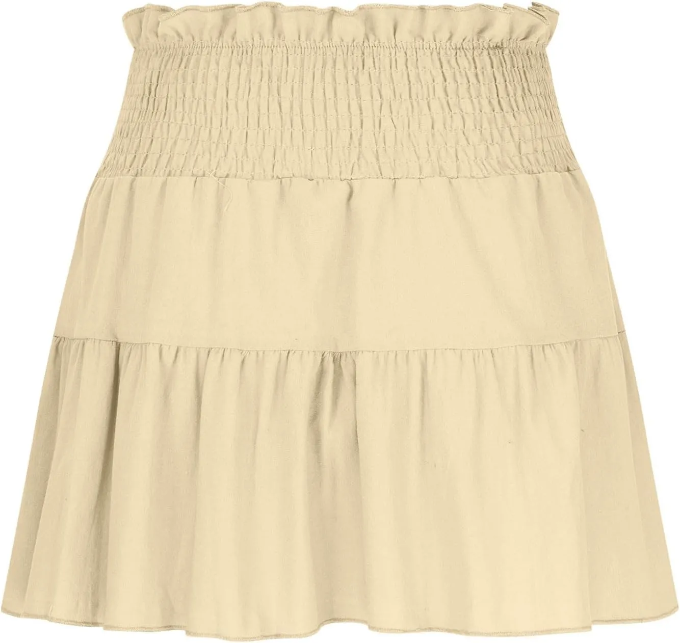 Ruffle Tiered Short Skirt for Women Summer Elastic Waisted Pleated Layer Skirts Casual Trendy Beach Vacation Skirt