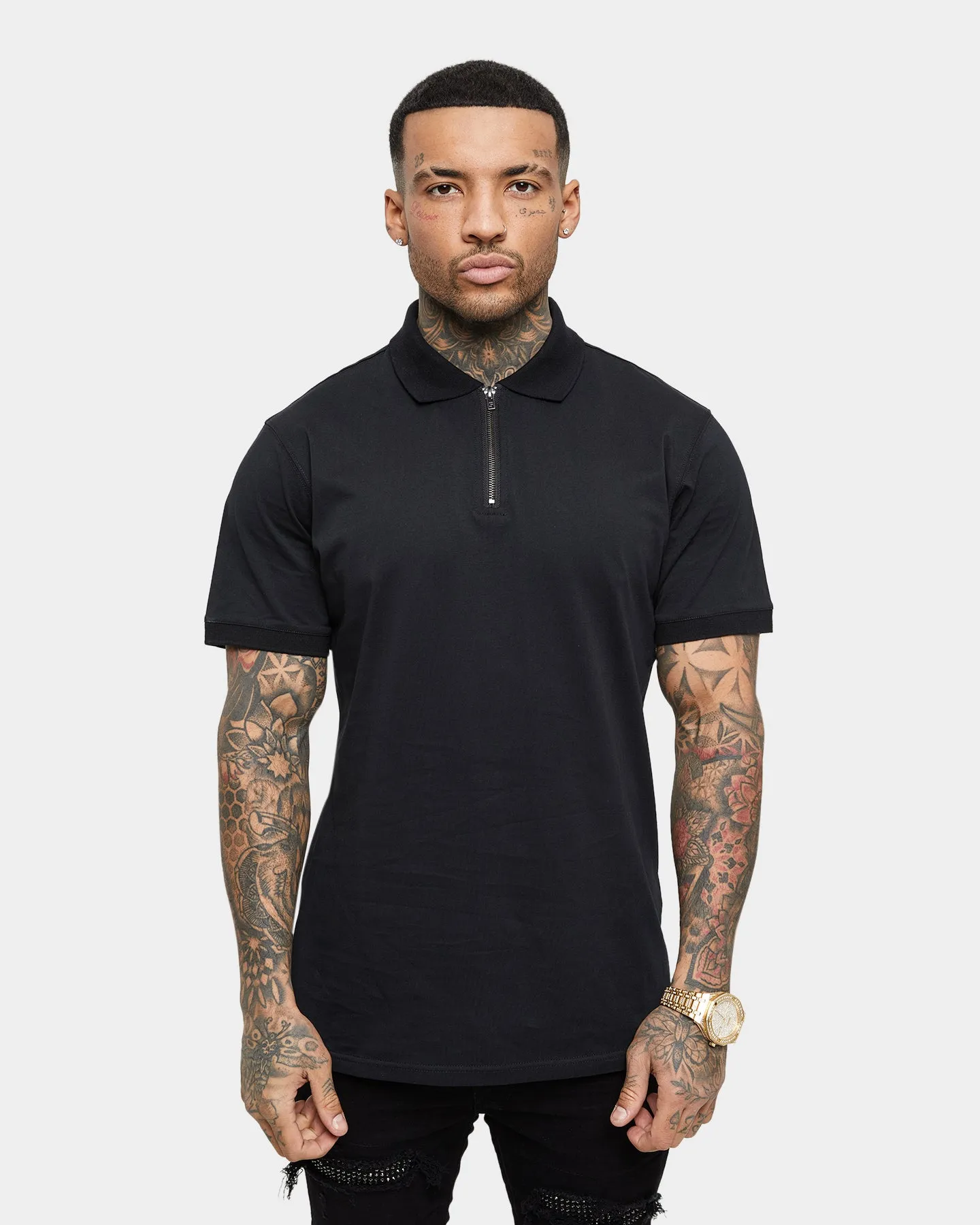 Saint Morta Loom Polo Shirt Black/Silver
