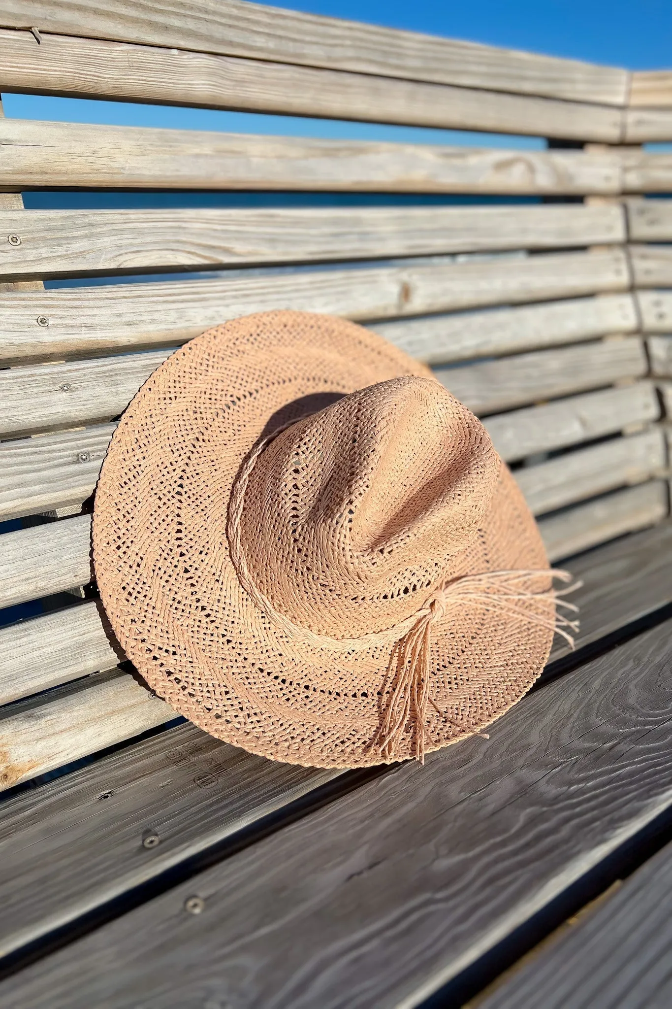 Setting Sun Pink Straw Wide Brim Hat