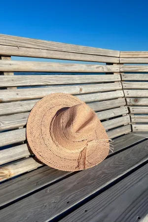 Setting Sun Pink Straw Wide Brim Hat