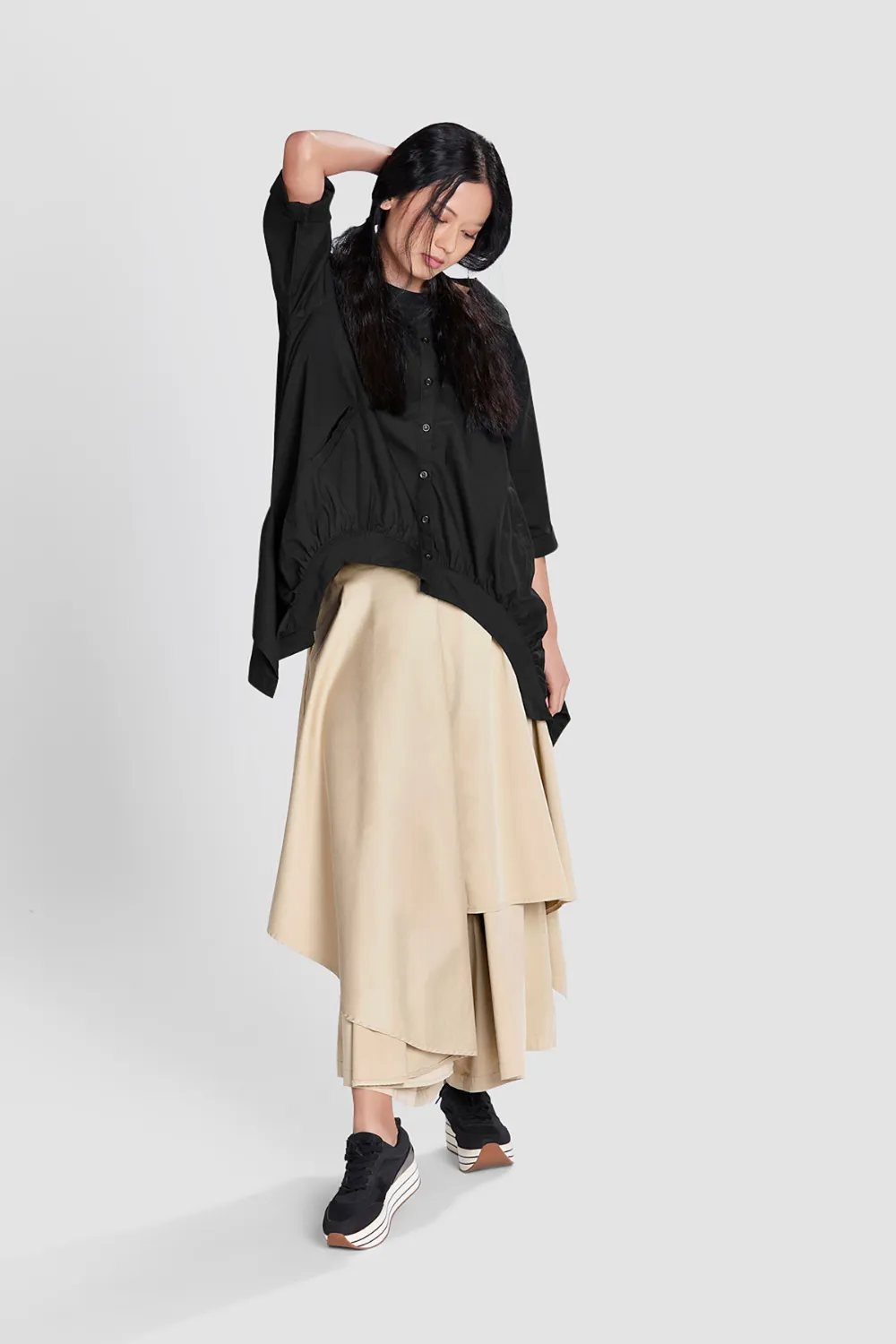 SHIRT WITH SIDE DRAPE