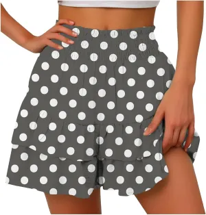 Shorts for Women Summer Polka Dot High Wasited Yoga Skirts Casual Lightweight Workout Tennis Flowy Beach Short Pants
