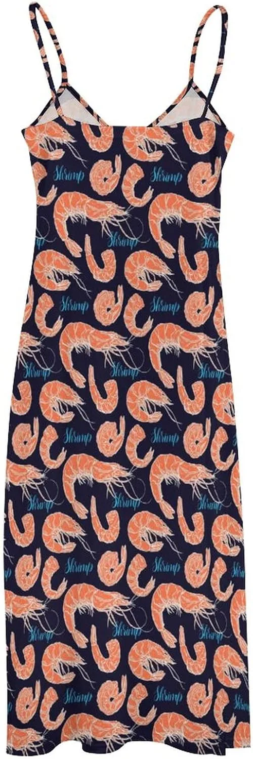 Shrimp Pattern Sea Food Summer Dresses Maxi Dress Sundress Beach Dresses for Women