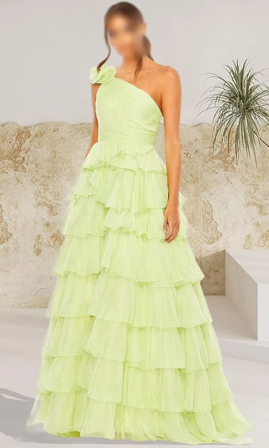 Simple Tiered Chiffon Prom Dress 2025 One Shoulder Prom Dresses for Women Floor Length Ruffle Formal Evening Gowns for Teens