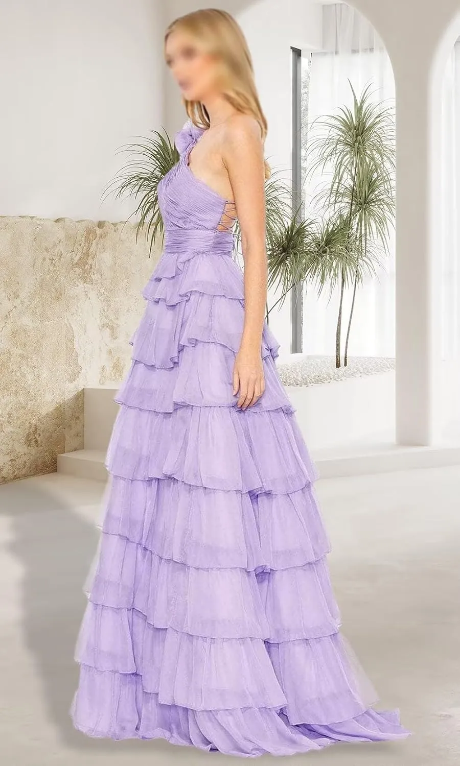 Simple Tiered Chiffon Prom Dress 2025 One Shoulder Prom Dresses for Women Floor Length Ruffle Formal Evening Gowns for Teens