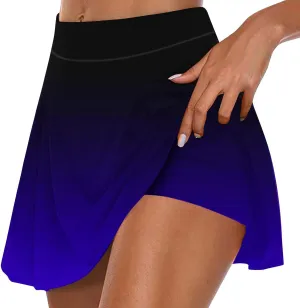 Skirts for Women Trendy Gradient Workout Sports Skirt Tummy Control Skirt Elastic High Waisted Casual Mini Skirt