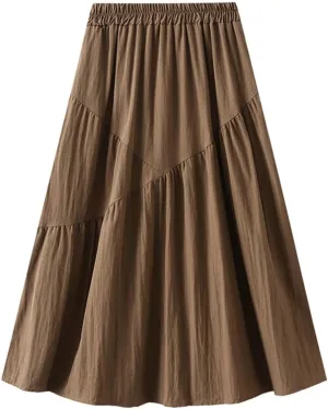 Skirts for Women Trendy Summer 2024 Midi Skirt High Waisted Boho Beach Casual Pleated A-Line Swing Flowy Long Skirts