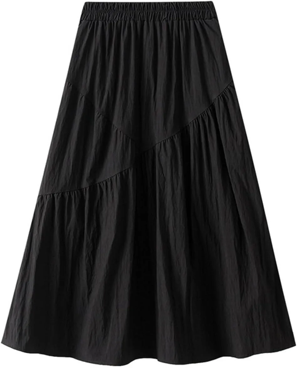 Skirts for Women Trendy Summer 2024 Midi Skirt High Waisted Boho Beach Casual Pleated A-Line Swing Flowy Long Skirts