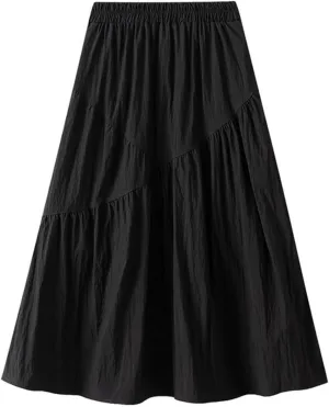 Skirts for Women Trendy Summer 2024 Midi Skirt High Waisted Boho Beach Casual Pleated A-Line Swing Flowy Long Skirts