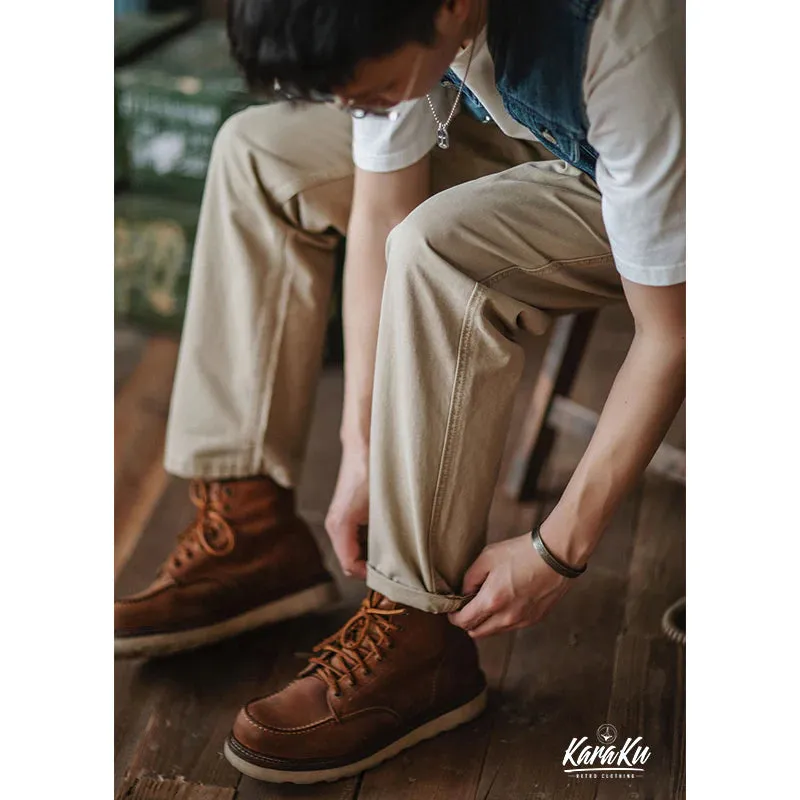 Solid Color Cotton Chino Pants