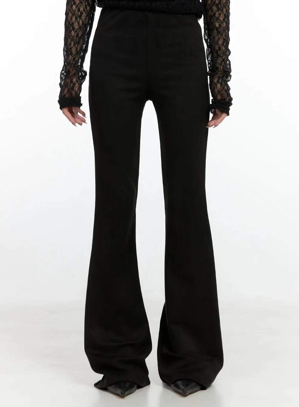 Solid Slim Fit Suede Pants CN408