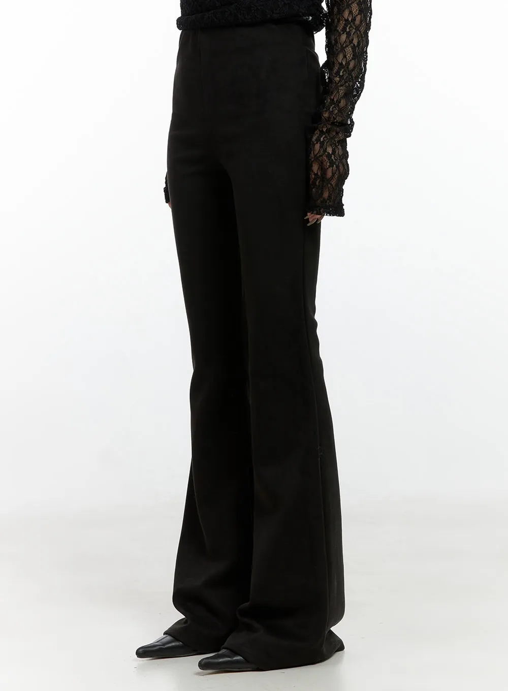 Solid Slim Fit Suede Pants CN408