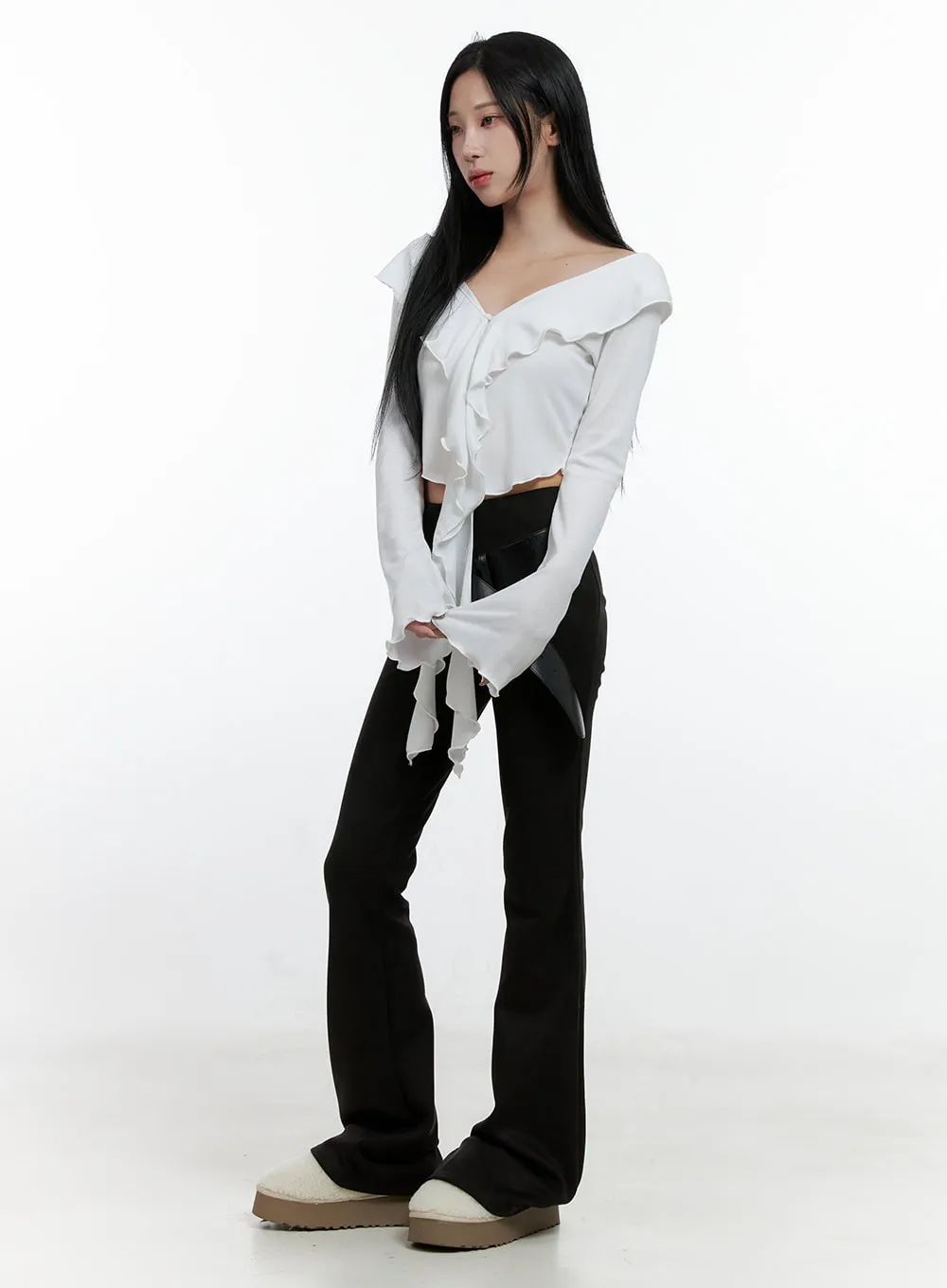 Solid Slim Fit Suede Pants CN408