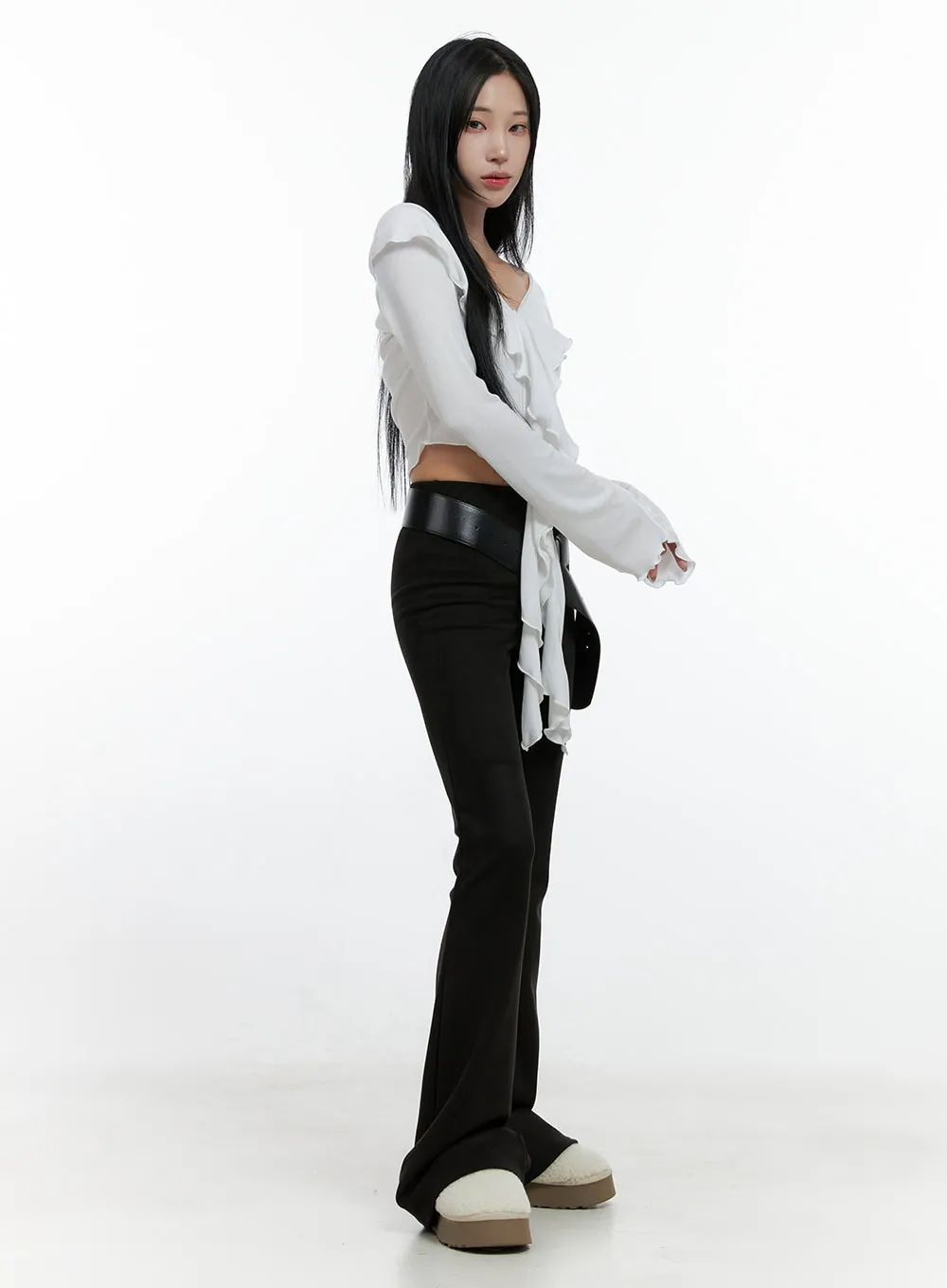 Solid Slim Fit Suede Pants CN408