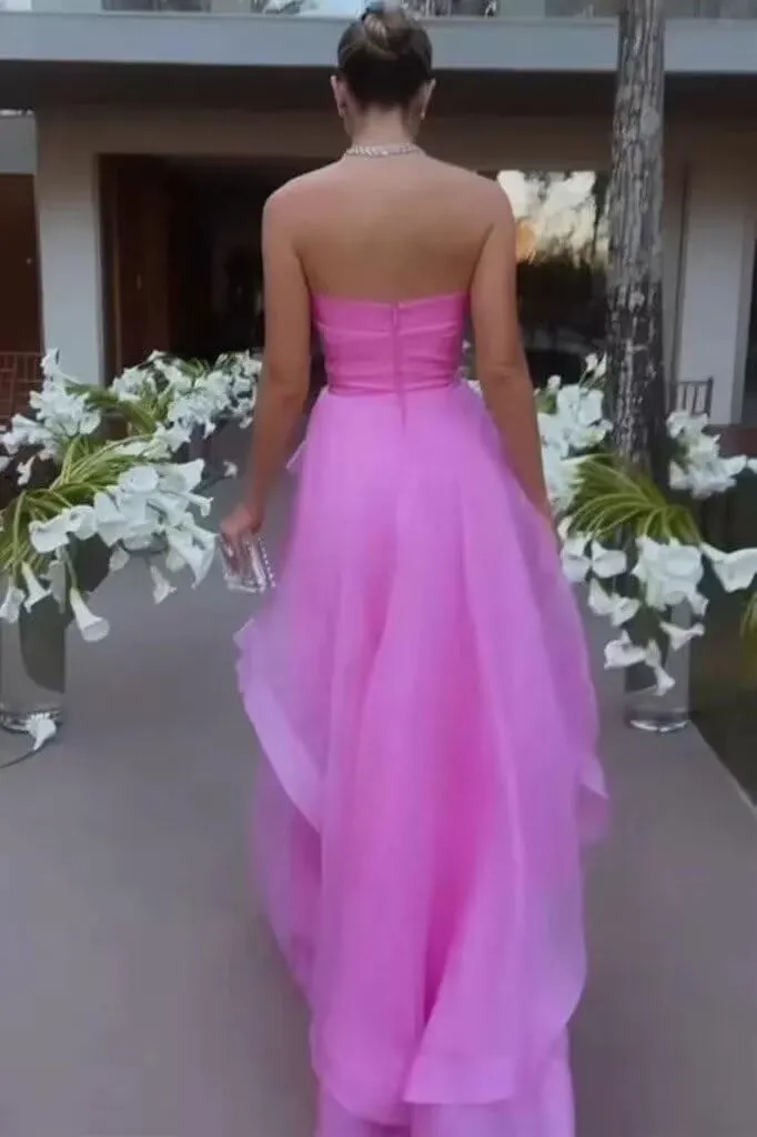 Strapless Chiffon Prom Dresses Sleeveless Pleats A Line Formal Evening Party Gowns for Women 2025