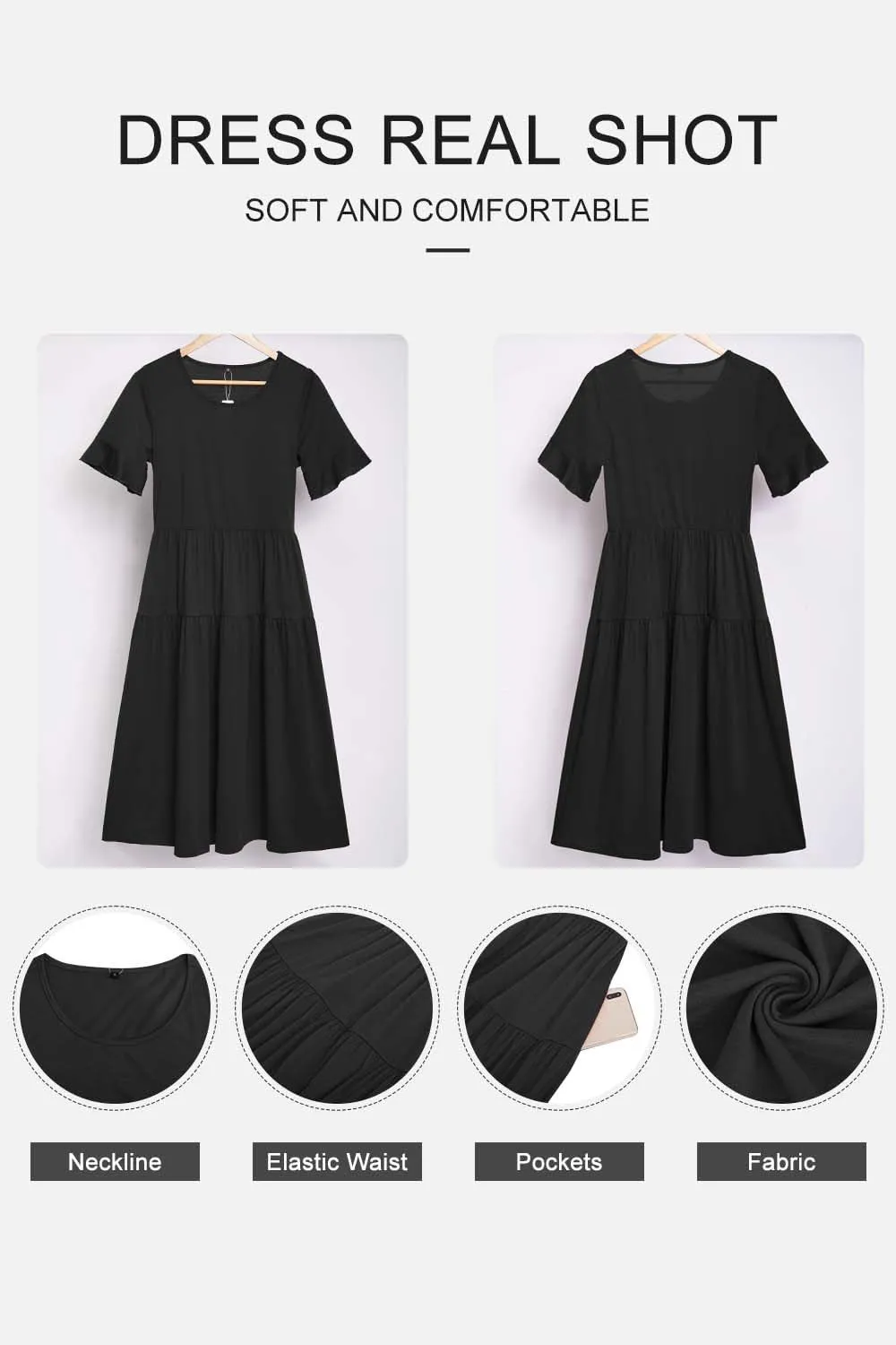 STYLEWORD Women's Summer 2025 Casual Short Sleeve Tiered Flowy Spring Dress Long Midi Beach Sundress Vacation Outfits