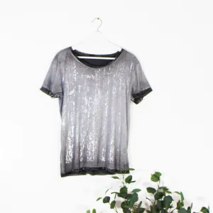 Suede feel hot print effect t-shirt