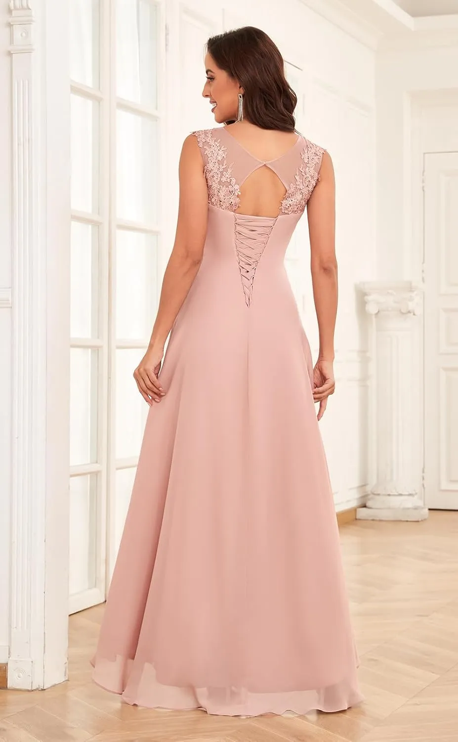 Sukleet Tea Length Mother of The Bride Dresses for Wedding Lace Appliques Formal Dresses Evening Gowns