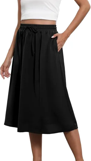 Summer Beach Boho Floral Maxi Skirt Women Elastic High Waist Tiered Pleated Flowy Long Casual Skirt