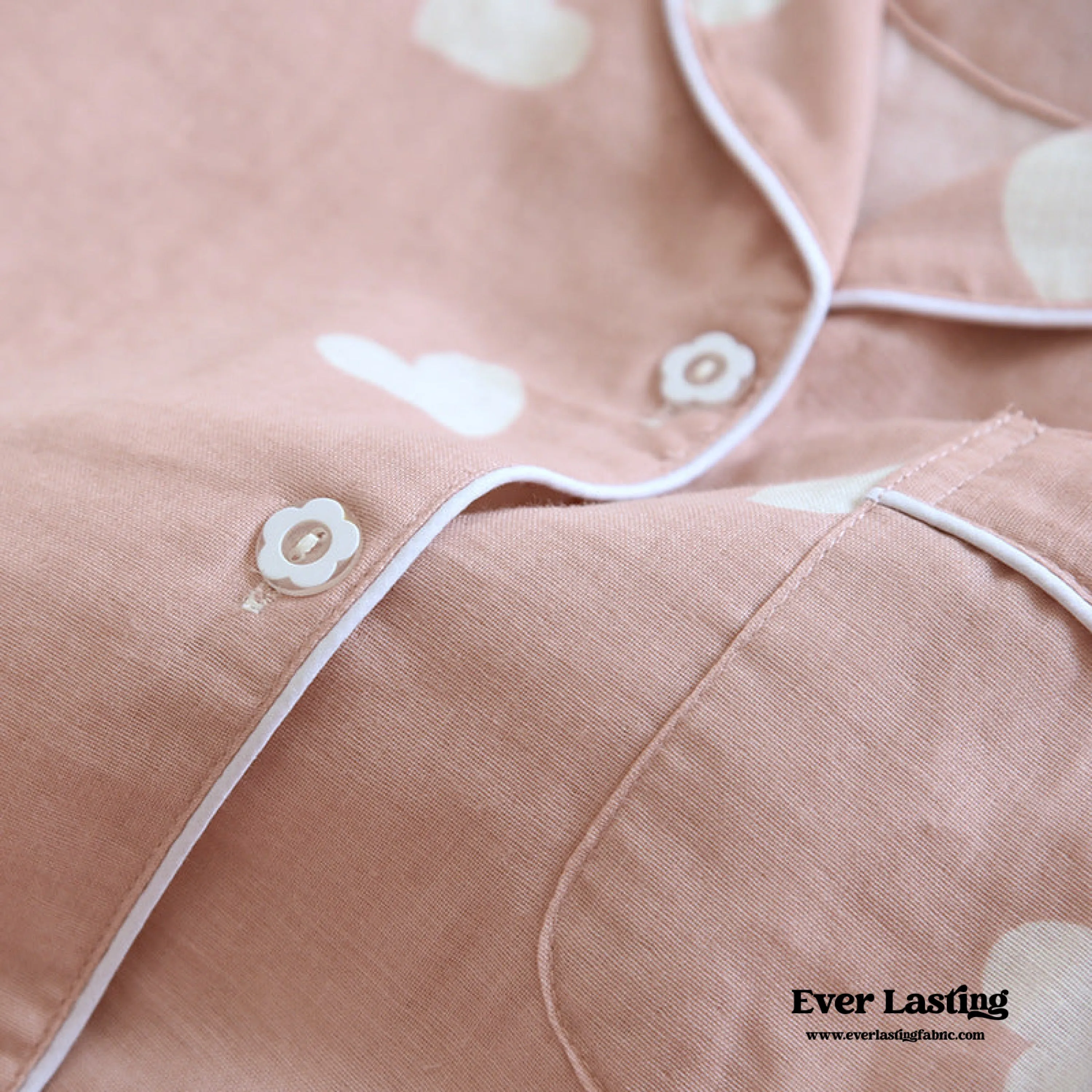 Sweet Heart Long Sleeves and Pants Cotton Pajama Set / Pink