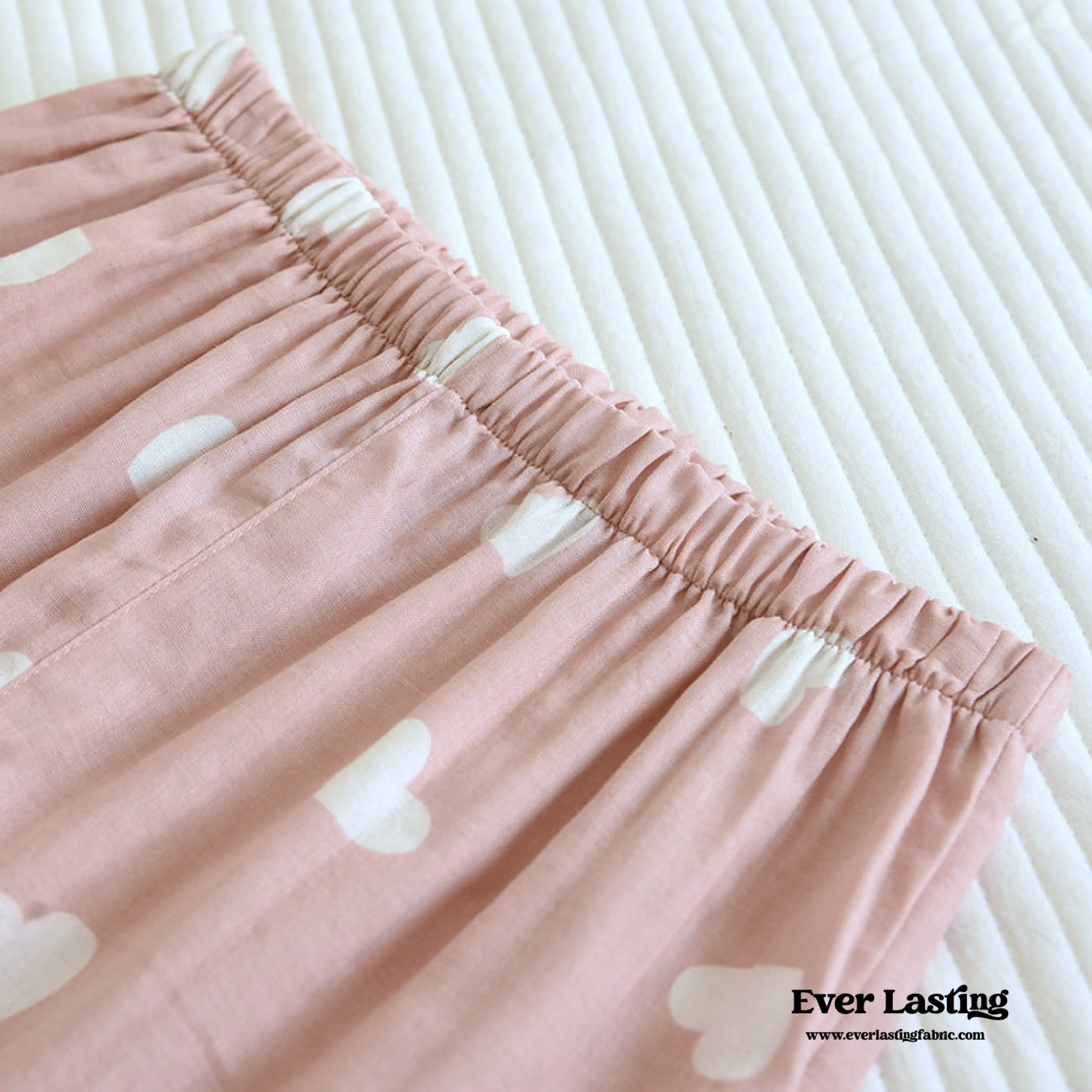 Sweet Heart Long Sleeves and Pants Cotton Pajama Set / White