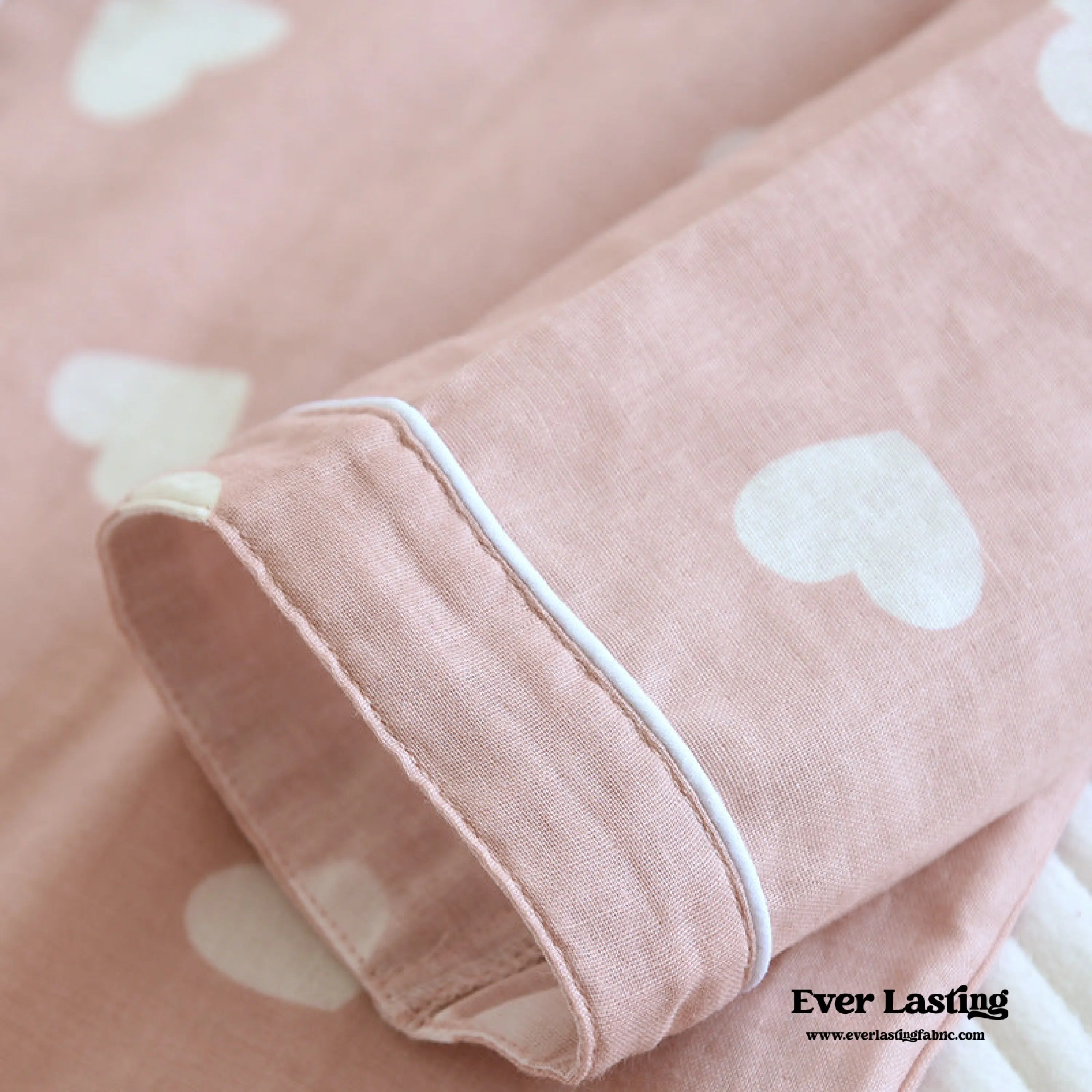 Sweet Heart Long Sleeves and Pants Cotton Pajama Set / White