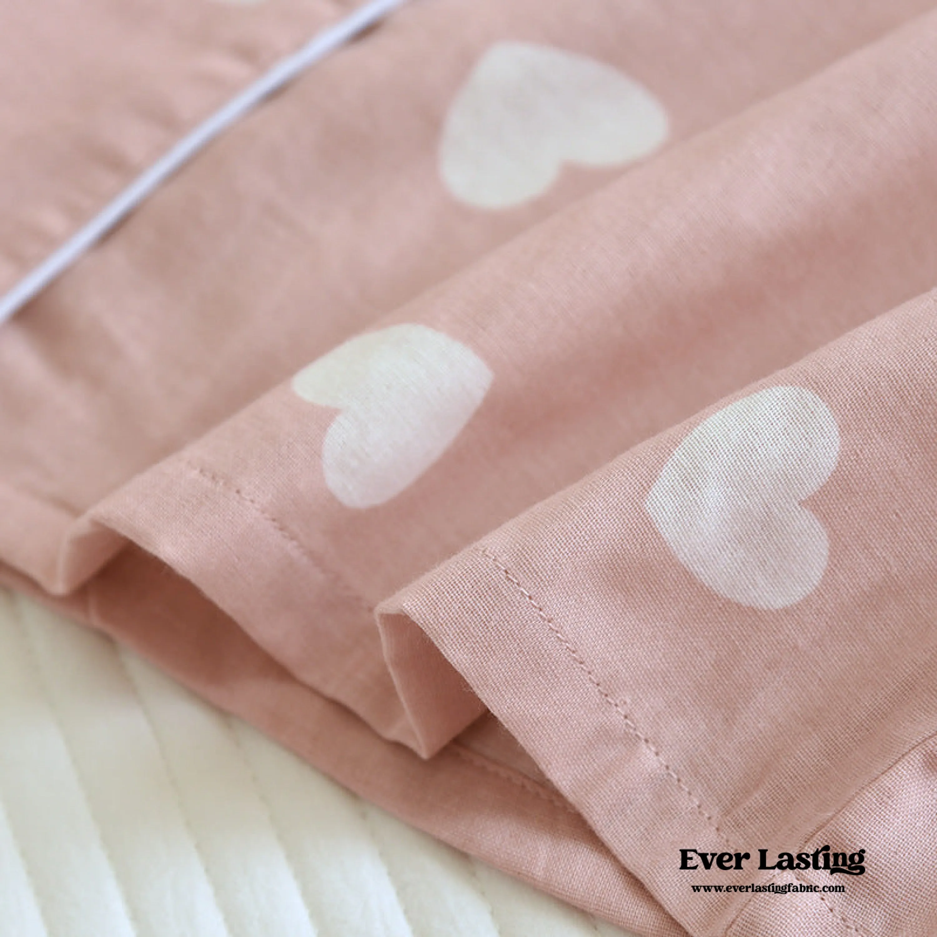 Sweet Heart Long Sleeves and Pants Cotton Pajama Set / White