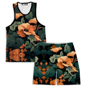 Tangerine Floral Men's Tank and Shorts Combo