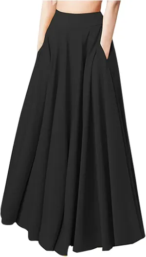 TANGNADE Long Maxi Skirts for Women Summer Flowy Beach Skirt with Pocket Boho Plus Size Casual Travel Vacation Skirt