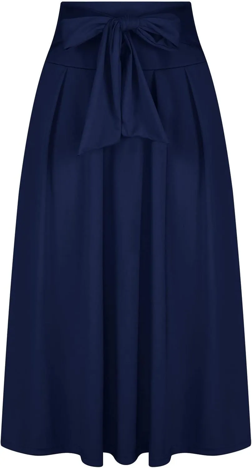 TANGNADE Women's High Waist A-Line Skirt Ankle Length Casual Flowy Long Flared Summer Trendy Elegant Maxi Skirt