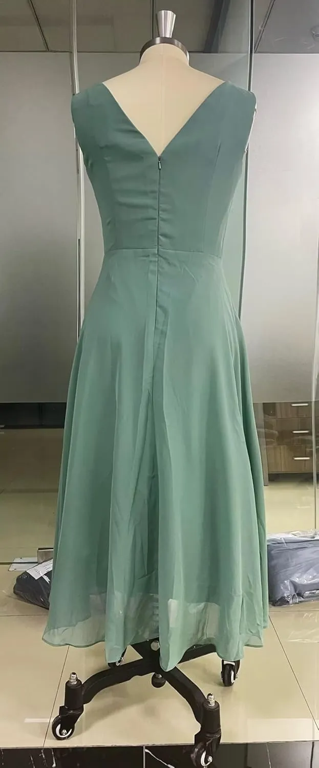 Tea Length Mother of The Bride Dresses for Wedding with Jacket Long Sleeve Lace Chiffon Formal Evening Gowns for Women