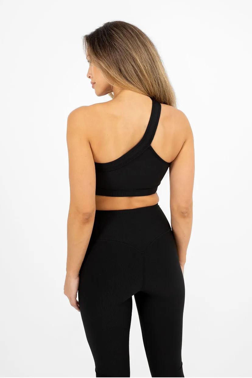 Tempo Ribbed One Shoulder Sports Bra