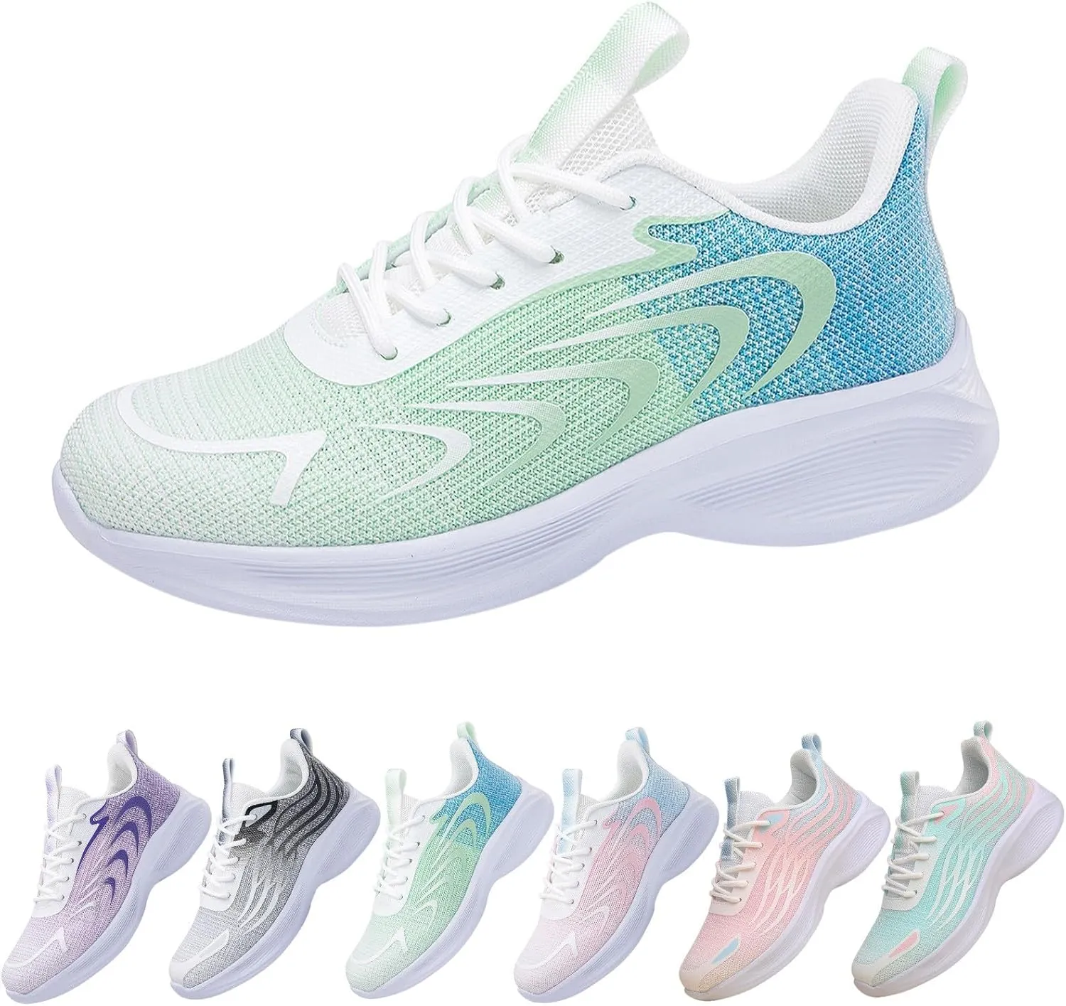 Tennis Shoes Womens Walking Fashion Lace Up Comfortable Soft Sole Sneakers Summer Lightweight Breathable Workout Shoes