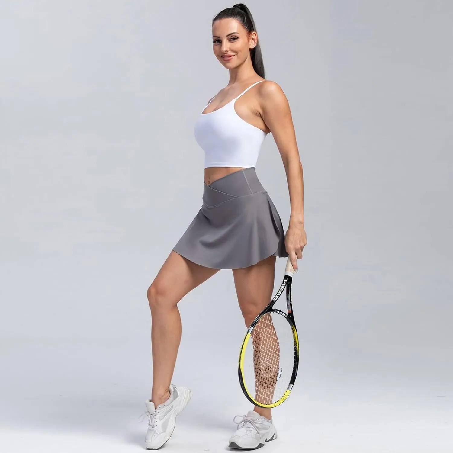 Tennis Skirts for Women with Shorts Underneath Cute Athletic Skirts with Pockets Slit High Waisted Golf Skirt