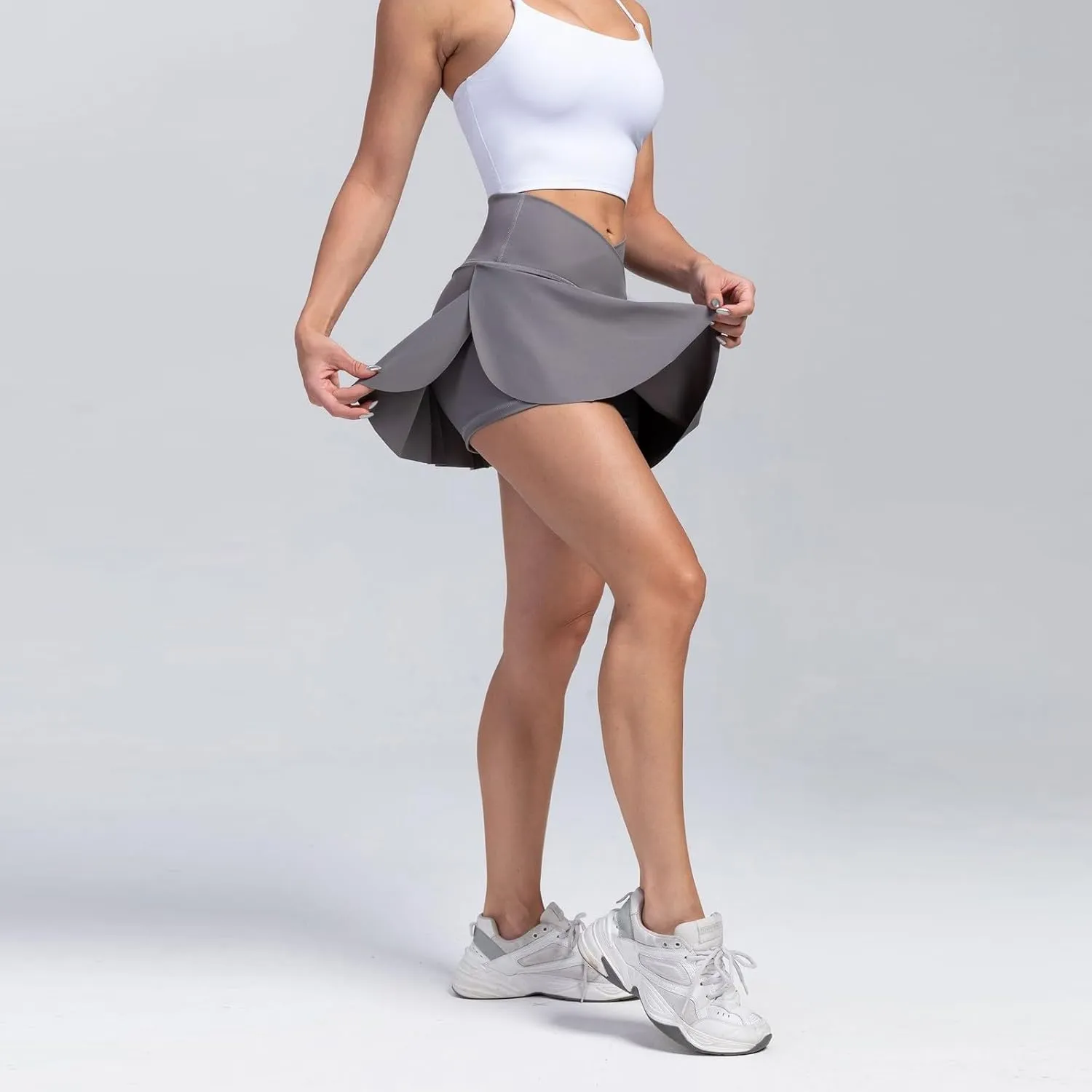Tennis Skirts for Women with Shorts Underneath Cute Athletic Skirts with Pockets Slit High Waisted Golf Skirt