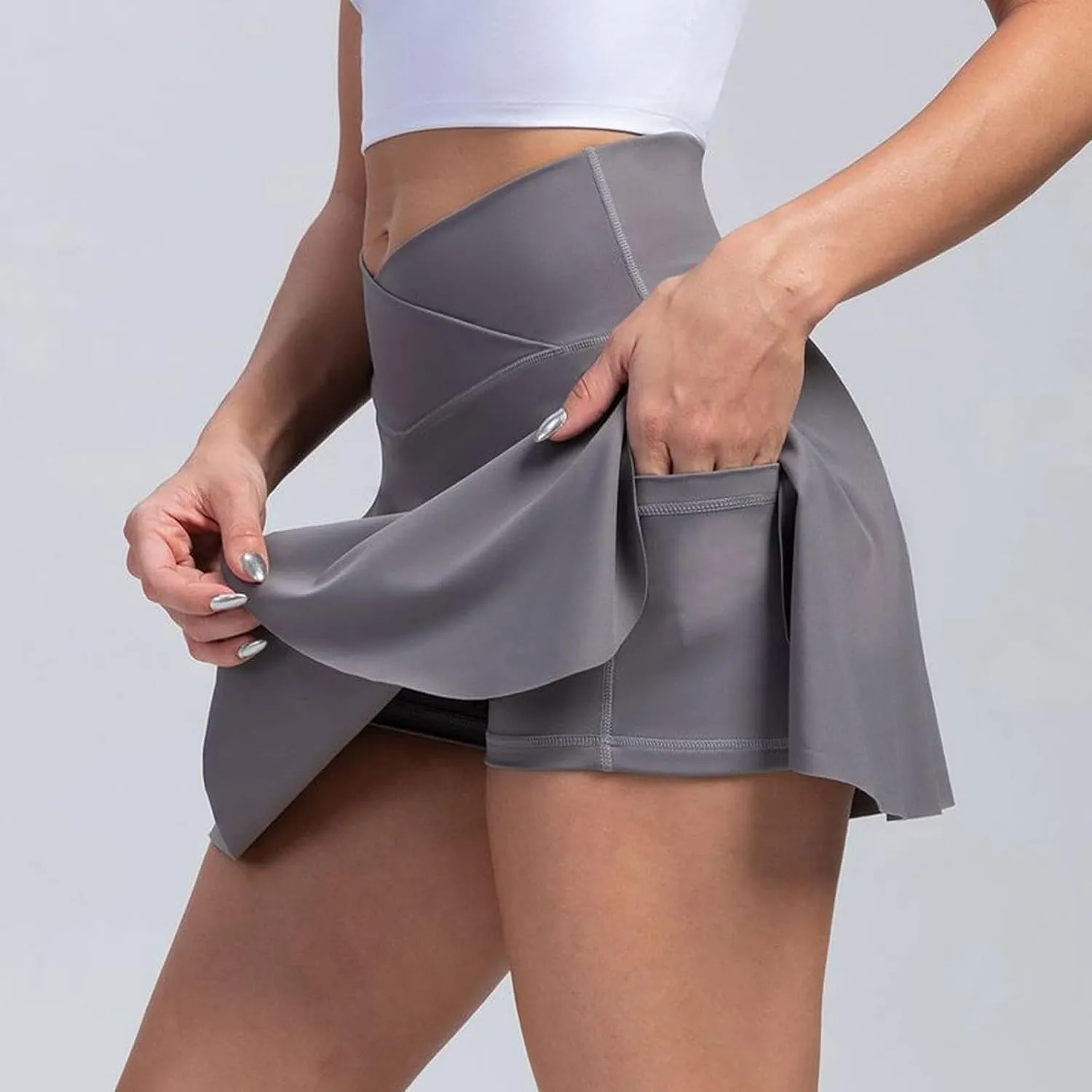 Tennis Skirts for Women with Shorts Underneath Cute Athletic Skirts with Pockets Slit High Waisted Golf Skirt