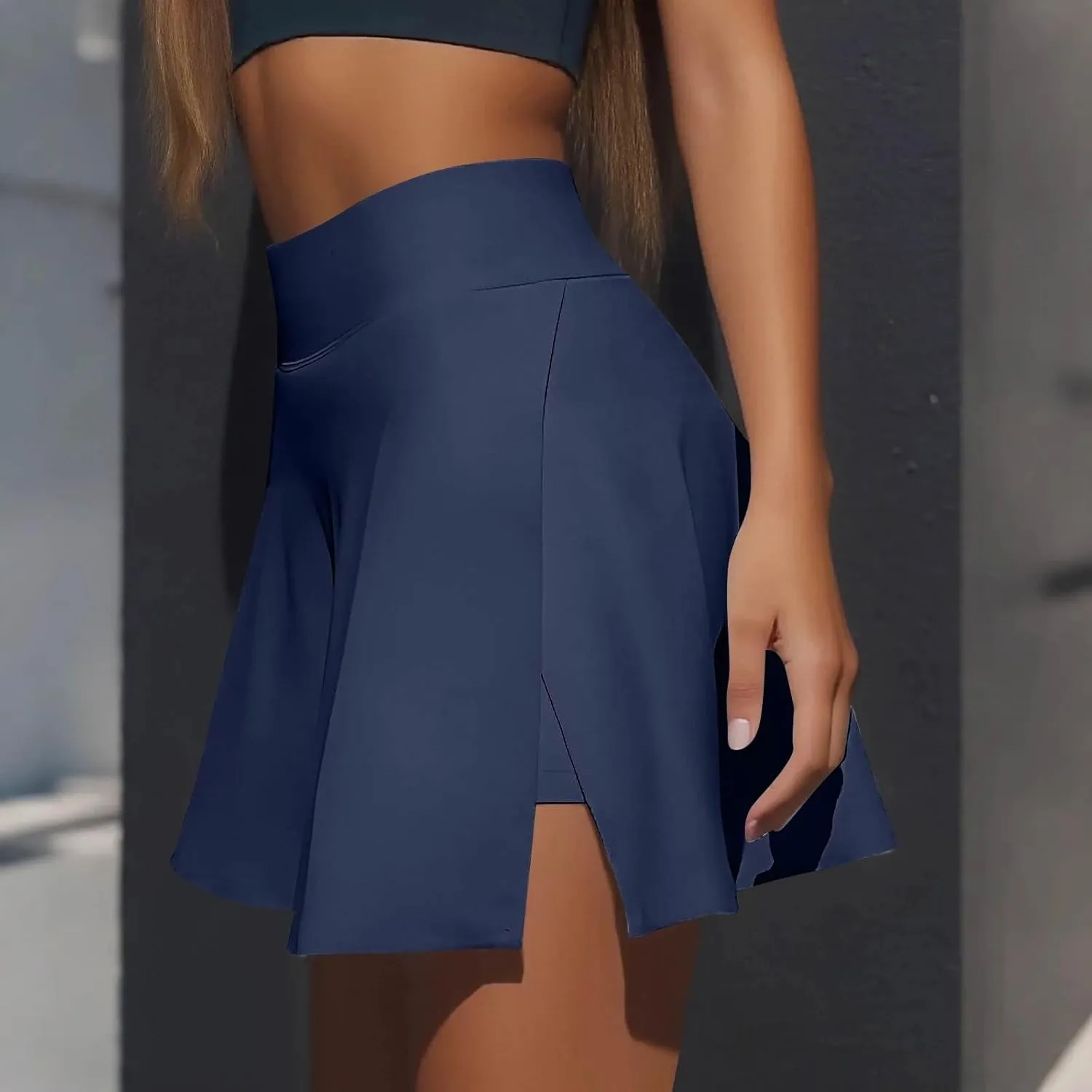 Tennis Skirts for Women with Shorts Underneath High Waisted Slit Golf Skort with Pockets Pickleball Athletic Skirt